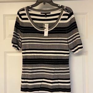 NWT WHBM Black/white striped sweater. Size L.